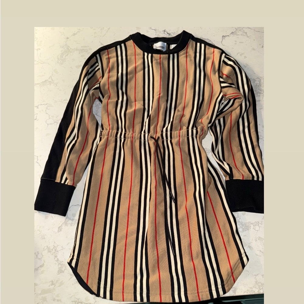 Burberry Black and Tan Striped Dress